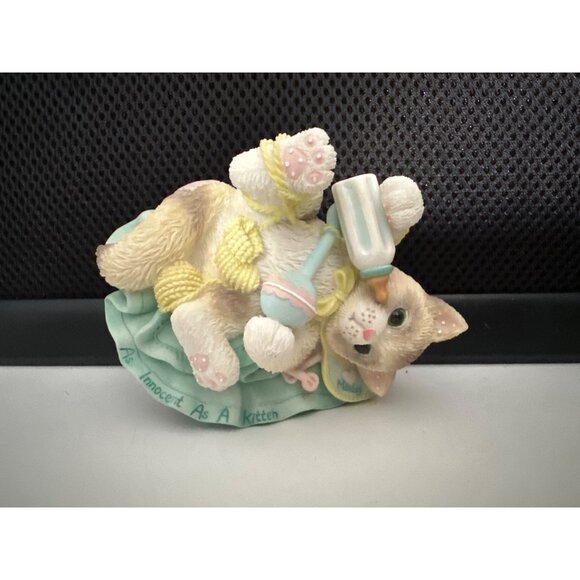 Set Of 5 Cute Cat Figurines With Yarn Ball Home Sweet Home And More - Picture 6 of 14